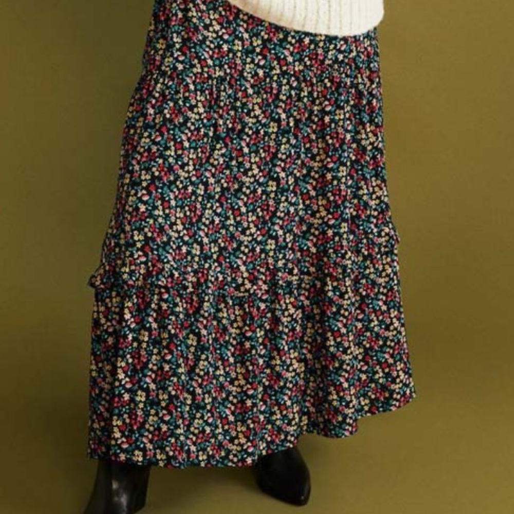 MNG Black Floral Sena Maxi Skirt